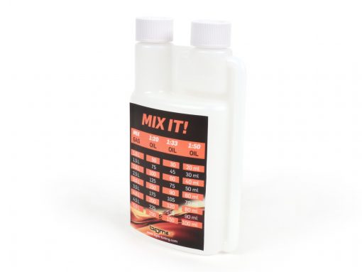 3332516 Olie maatbeker - doseerfles -BGM PRO 250ml- met doseerkamer (10ml) en twee doppen