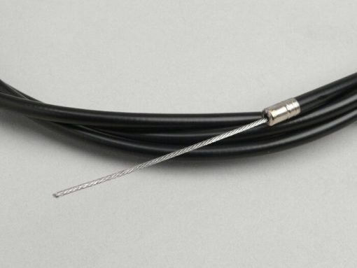 4350004 кабель універсальний - Ø = 1,2 мм x 2500 мм, втулка = 2200 мм, ніпель Ø = 3,0 мм x 3 мм - використовується як дросельний трос - плетений PE - чорний