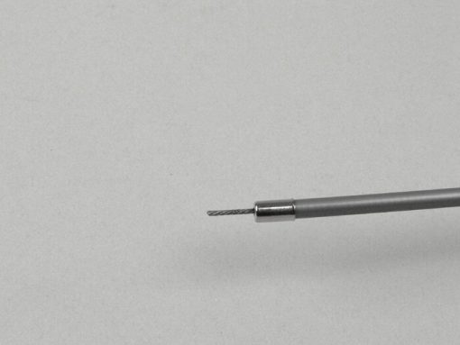 4350032 Kabel universeel -Ø = 1,2 mm x 2500 mm, huls = 2200 mm, nippel Ø = 3,0 mm x 3 mm - gebruikt als gaskabel - gevlochten PE - grijs