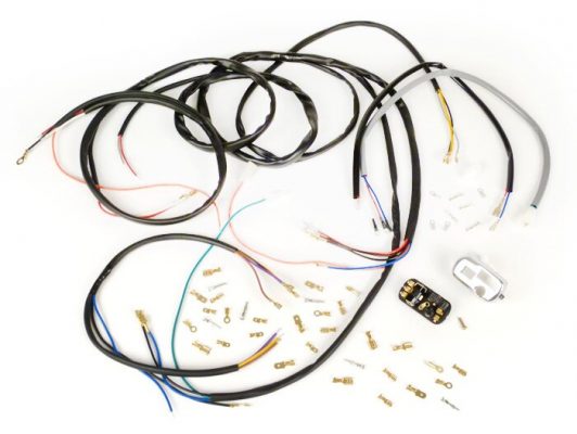 9077011VT Kablo demeti seti dönüşümü (Işık anahtarı dahil) -BGM PRO, Vespa AC'den elektronik ateşlemeye dönüştürme (Vespatronic) - Vespa Smallframe V50, 50N, PV125, ET3, Vespa Largeframe Sprint, Rally, TS, GT, ...
