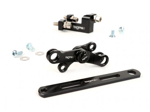 BGM2290B Set scala del cambio incl. Blocco di regolazione -BGM Pro realizzato da JPP, alluminio CNC- Lambretta LI, LIS, SX, TV (serie 2-3), SX, DL, GP - anodizzato nero