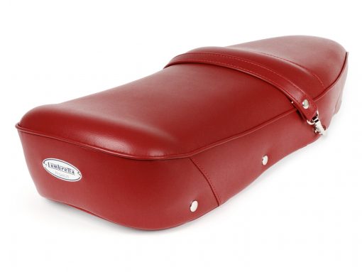 BGM2701RD Panca -BGM PRO Pegasus con scudo e rivettato- Lambretta LI, LI S, SX, TV, DL, GP - rosso