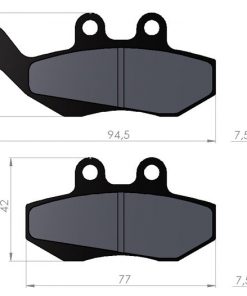 BGM45677 Pastiglie freno -BGM 76,8 × 41,8 / 94,5x42mm- Gilera Runner 125-200 FX / FXR / VX / VXR con pinza freno Grimeca (perno 9mm)