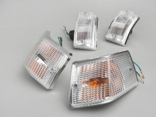 BGM5022 Clignotant -BGM ORIGINAL set de 4- Ampoules Vespa PX80, PX125, PX150, PX200, T5 125cc chromées - ampoules blanches / orange