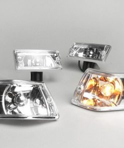 BGM5022LX Blinker -BGM ORIGINAL 4er Set- Vespa PX80, PX125, PX150, PX200, T5 125cc Chromgehäuse – Klarglas / Silberner Birne