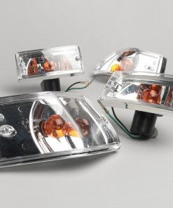 BGM5022LZ Blinker -BGM ORIGINAL 4er Set- Vespa PX80, PX125, PX150, PX200, T5 125cc Chromgehäuse – Klarglas / Orange Birnen