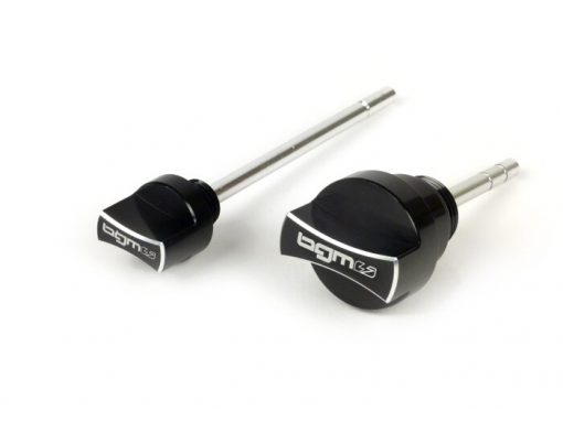 BGM581BKT Set oil filler plugs with dipstick -BGM PRO, engine oil + gear oil- Piaggio Leader / Quasar - Vespa ET4, LX, LXV, S, GT, GTS, GTV, GTL 125-300ccm - black anodized