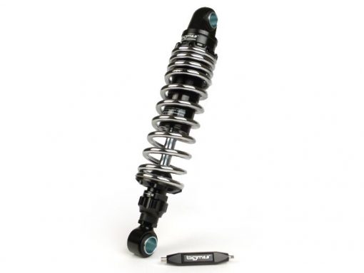 BGM7772C rear shock absorber -BGM PRO R12 V2 Black Edition, 300-310mm- Lambretta LI, LIS, SX, TV, DL, GP - chrome