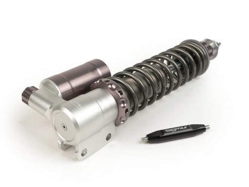 BGM7781 Shock absorber depan -BGM PRO SC / F16 COMPETITION, 240mm- Vespa PX80, PX125, PX150, PX200, T5 125cc - abu-abu