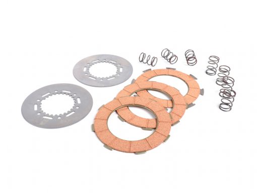 BGM8073KT clutch linings -BGM ORIGINAL type 7-springs (Vespa Rally200, PX200, T5 125ccm) - 3-discs premium quality (including springs and steel discs)