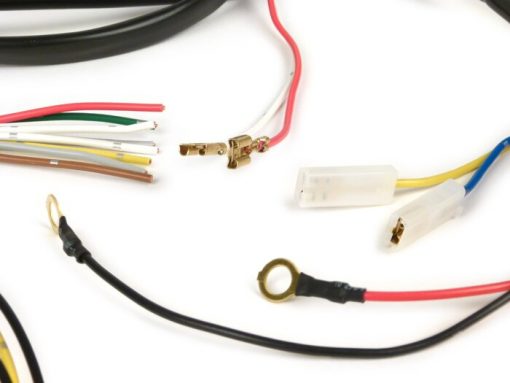 Kabel harness SC5001 -BGM ORIGINAL- Vespa Rally200 Elektronik (Jerman) dengan baterai, indikator dan kunci kontak