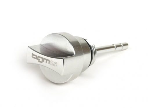 BGM5810S Colokan pengisi oli dengan dipstick -BGM PRO, oli mesin- Piaggio Leader / Quasar - Vespa ET4, LX, LXV, S, GT, GTS, GTV, GTL 125-300ccm - silver anodized