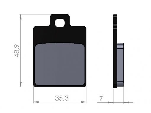 BGM45205 Гальмівні колодки -BGM 35,6x49 мм- Vespa PX125 / 150 (ZAPM741, ZAPM742, 2011-), S50-150 (ZAPC389, ZAPC381, ZAPC386, ZAPM444, ZAPM682, ZAPM44302), ET4 50 (ZAPC260) ZAPC50, ZAPC125, ZAPC384 ...