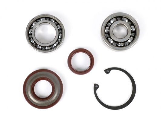 BGM1113 Kit cuscinetti - Set paraolio per conversione albero motore ETS -BGM PRO- Vespa V50, PV125, ET3, PK50S, PK80S, PK125S - 1x 6303 + 1x 6005 C3