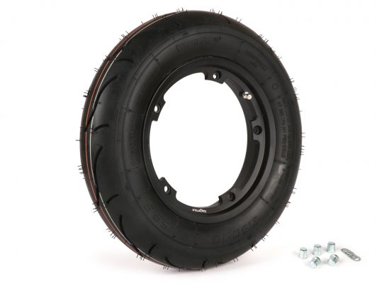 BGM35010SLKB Tire complete set -BGM Sport, tubeless, Vespa- 3.50 - 10 inch TL 59S (reinforced) - rim 2.10-10 black