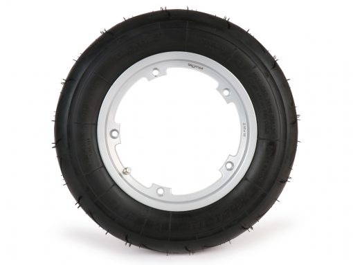 BGM35010SLKG jeu complet de pneus -BGM Sport, tubeless, Vespa- 3.50 - 10 pouces TL 59S (renforcé) - jante 2.10-10 - argent