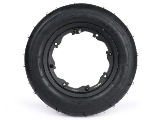 Kit complet de pneus BGM35010SLKLB -BGM Sport, tubeless, lambretta- 3.50 - 10 pouces TL 59S (renforcé) - jante 2.10-10 noir