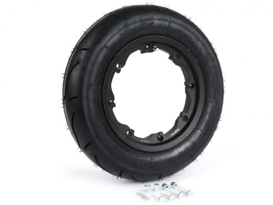 Bộ lốp hoàn chỉnh BGM35010SLKLB -BGM Sport, không săm, lambretta- 3.50 - 10 inch TL 59S (gia cố) - vành 2.10-10 màu đen