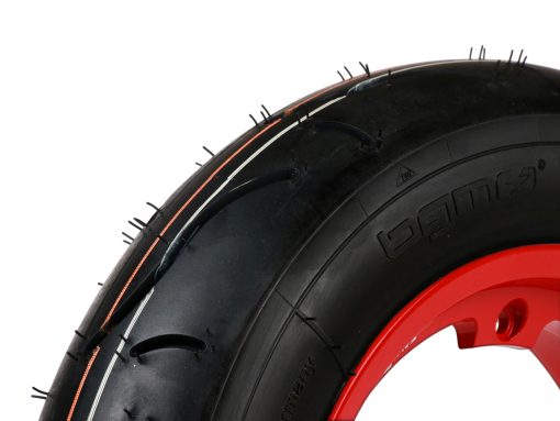 BGM35010SLKR Reifen komplett Set -BGM Sport, schlauchlos, Vespa- 3.50 – 10 Zoll TL 59S (reinforced) – Felge 2.10-10 rot
