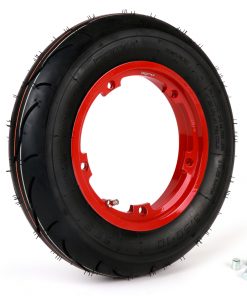 BGM35010SLKR komplett däckuppsättning -BGM Sport, tubeless, Vespa- 3.50 - 10 tum TL 59S (förstärkt) - fälg 2.10-10 röd