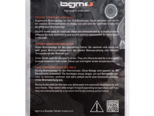 BGM47209 Plaquettes de frein -BGM PRO Sintersport 54 × 50,7mm- APRILIA Leonardo 125ccm 4 temps 1999 (h), Leonardo 4 temps 150ccm 1999 (vh), Scarabeo 4 temps 100ccm 2004 (v), Scarabeo 4 temps 50ccm 2004 ( v), SR 150ccm 200 ...