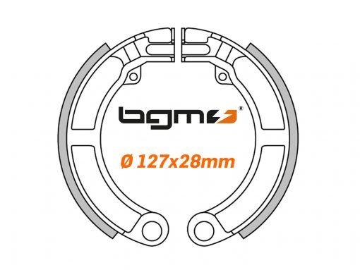 BGM5324 Mâchoires de frein -BGM PRO Ø = 127x28mm- Vespa 8 "arrière, 2 fixations, Vespa Super (h)