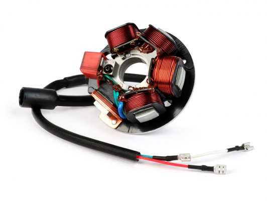Зажигание BGM8033 -BGM PRO силикон HP V2.5- Vespa PK XL - 5 катушек, 6 кабелей (круглый штекер с 3-контактным) - для автомобилей без аккумулятора