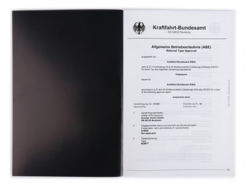 ABEBGMSC ABE / TÜV-certifikat för stötdämpare -BGM PRO SC- Version 2020