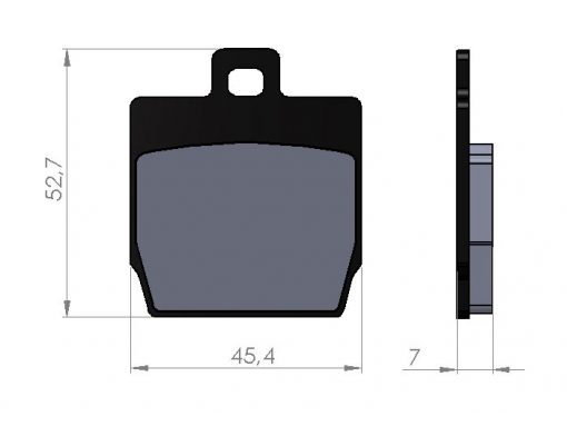 BGM45207 Гальмівні колодки -BGM 45,6 × 52,5 мм- MBK Nitro 50ccm 1997 (год), Stunt 50ccm 2000 (v), YAMAHA Aerox 100ccm 2000 (год), Aerox 50ccm 1997 (год), Slider 50ccm 1999 (v), Aerox (R) Q 50cc 1998 (год)