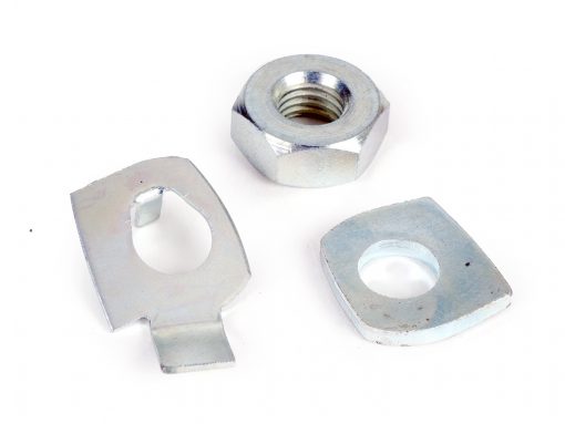 BGM6503NKT Veiligheidsset voor hulpas inclusief moer -BGM ORIGINAL- Vespa PX125, PX150, PX200, Cosa, T5 125cc