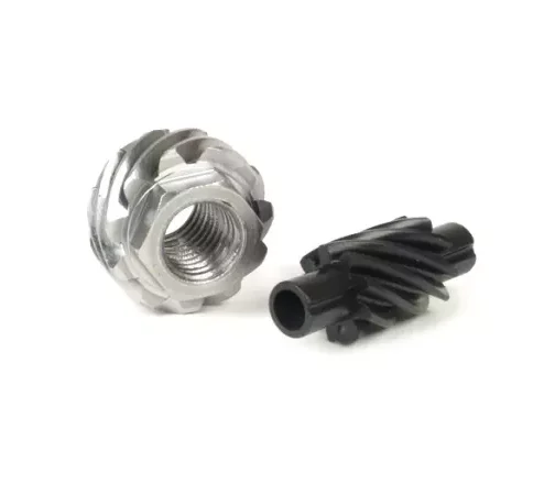 Tachoschnecken-Set -BGM ORIGINAL- Vespa 11 Zähne, Ø=21,8mm, Metall + 9 Zähne, l= 31mm, 2,7mm Vierkant, schwarz (passend für Tachoschnecke 9 Zähne) – (verwendet in Vespa V50, 50N, 50L, 50R (V5A1T, 9 Zoll Reifen))