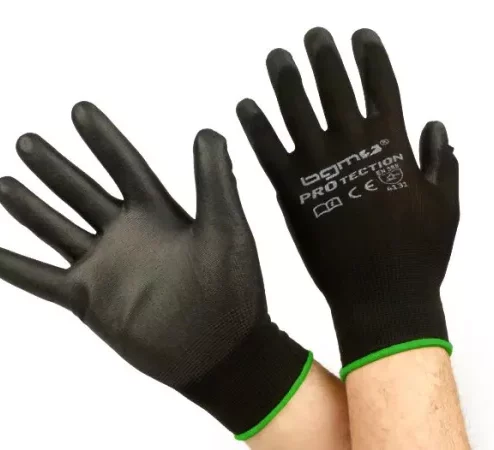 Arbeitshandschuhe – Mechaniker Handschuhe – Schutzhandschuhe -BGM PRO-tection- Feinstrickhandschuh 100% Nylon mit Polyurethan Beschichtung – Grösse M (8)