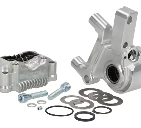 Bremskit vorne komplett – BGM PRO SPORT 4-Kolben Radialbremse mit CNC-gefrästem Adapter inkl. TÜV-Gutachten – passend für LML Star/Stella – silbern