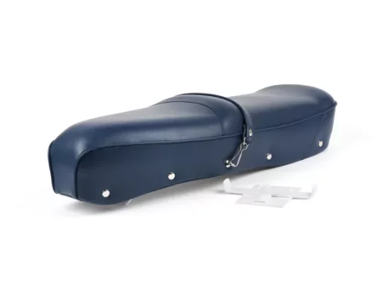 Sitzbank -BGM PRO Pegasus mit Schild und genietet- Lambretta LI, LI S, SX, TV, DL, GP – blau