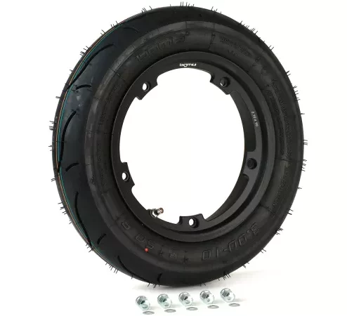 Komplettrad (Reifen fahrbereit auf Felge montiert) -BGM Sport, schlauchlos, Vespa Smallframe V50, PK, Primavera, ET3- 3.00 – 10 Zoll TL 50S (reinforced) – Felge 2.10-10 – schwarz