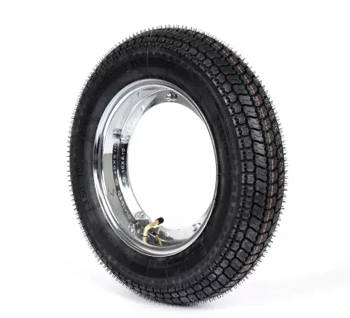 Komplettrad (Reifen fahrbereit auf Felge montiert) -BGM Classic, Vespa Largeframe PX, Sprint, Rally, GT, GTR, TS, T4, LML Star/Stella- 3.50 – 10 Zoll TT 59P (reinforced) – Felge Stahl, lackiert 2.10- 10 – Chrom