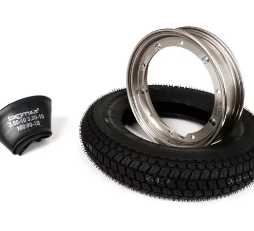 Reifen komplett Set -BGM Classic, Vespa- 3.50 – 10 Zoll TT 59P (reinforced) – Felge 2.10-10 Edelstahl