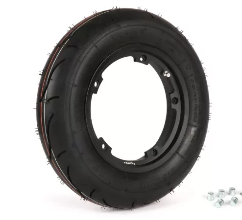 Komplettrad (Reifen fahrbereit auf Felge montiert) -BGM Sport, schlauchlos, Vespa Largeframe PX, Sprint, Rally, GT, GTR, TS, T4, LML Star/Stella- 3.50 – 10 Zoll TL 59S (reinforced) – Felge 2.10-10 schwarz