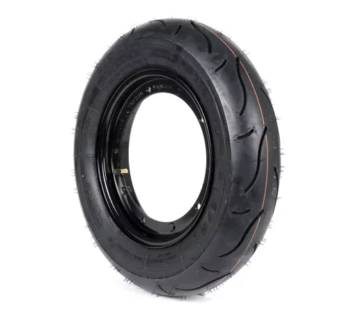 Komplettrad (Reifen fahrbereit auf Felge montiert) -BGM Sport, Vespa Largeframe PX, Sprint, Rally, GT, GTR, TS, T4, LML Star/Stella- 3.50 – 10 Zoll TT 59S (reinforced) – Felge Stahl, lackiert 2.10- 10 – schwarz