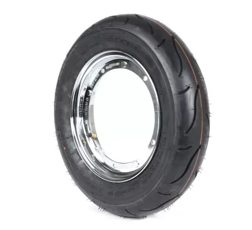Komplettrad (Reifen fahrbereit auf Felge montiert) -BGM Sport, Vespa Largeframe PX, Sprint, Rally, GT, GTR, TS, T4, LML Star/Stella- 3.50 – 10 Zoll TT 59S (reinforced) – Felge Stahl, lackiert 2.10- 10 – Chrom