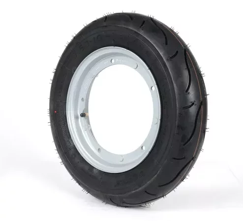 Komplettrad (Reifen fahrbereit auf Felge montiert) -BGM Sport, Vespa Largeframe PX, Sprint, Rally, GT, GTR, TS, T4, LML Star/Stella- 3.50 – 10 Zoll TT 59S (reinforced) – Felge Stahl, lackiert 2.10- 10 – Grau