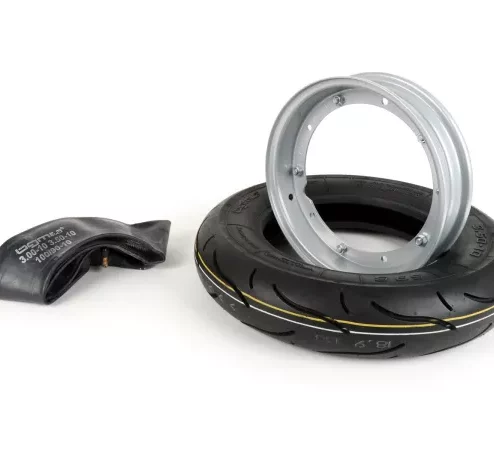 Reifen komplett Set -BGM Sport, Vespa- 3.50 – 10 Zoll TT 59S (reinforced) – Felge 2.10-10 Grau