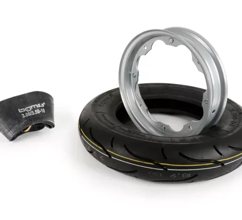Reifen komplett Set -BGM Sport, Lambretta- 3.50 – 10 Zoll TT 59S (reinforced) – Felge 2.15-10 Grau