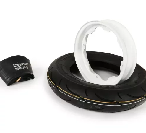 Reifen komplett Set -BGM Sport, Lambretta- 3.50 – 10 Zoll TT 59S (reinforced) – Felge 2.15-10 weiß
