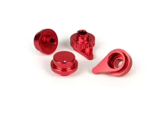 Einstellhebel-Set für Bremshebel-Set -BGM PRO Sport, einstellbar + klappbar- Vespa GT, GTL, GTS 125-300 (Hengtong Bremsanlage) – rot eloxiert