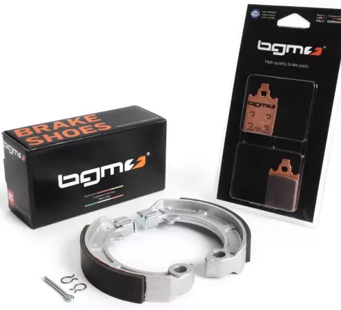 Bremsbeläge-Set -BGM PRO Sintersport- Vespa PX (1998-2010, vorne Scheibenbremse ‘Grimeca’ + hinten Trommelbremse) – Vespa PX Disc/My, LML Star, Stella, Nachrüst Scheibenbremse Grimeca Classic + Grimeca NT