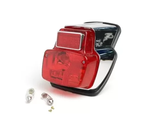 Rücklicht -BGM ORIGINAL Vespa Antik- Metall klein – Chrom