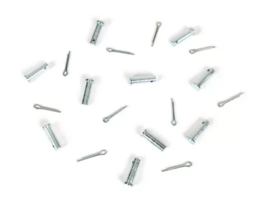 Klemmplättchen-Bolzen Ø=5x18mm + Splint, Bremspedal -BGM ORIGINAL- Vespa VNA, VNB, VBA, VBB, Super, GL, GT, GTR, TS, Sprint, GS, SS, Rally, PX – 10 Stück