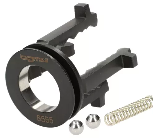 Schaltklaue inkl. verstärkter Schaltfeder und Kugeln -BGM PRO SPORT- RUND, 4 Gang, H=50mm, VESPA PK50, PK80, PK125, V50 (V5A1T ab Nr. 69444), Special (V5B3T ab Nr. 94315), Elestart (V5B4T ab Nr. 1514), PV125 (VMA2T ab Nr. 150203), ET3