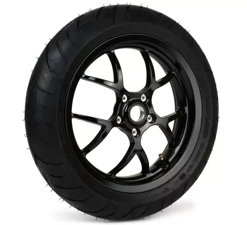 Komplettrad -BGM PRO SPORT 13 Zoll- DUNLOP ScootSmart 120/70-13 – Vespa GTS, GTS Super, ​GTV, Sei Giorni, GT 60, ​GT, ​GT L 125-300ccm – schwarz glänzend